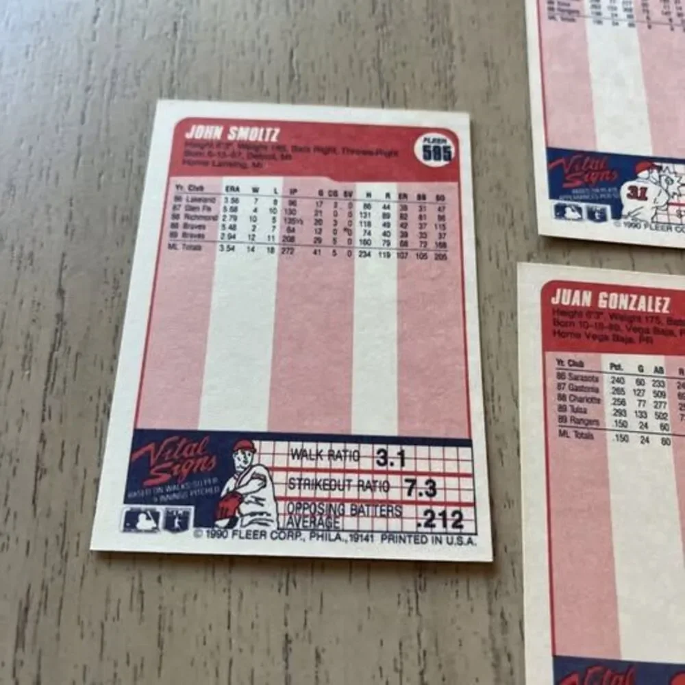 1990 Fleer M/M Lot of HOF’s, All Stars +2 Rookie Juan Gonzalez (9 Cards) Mint/NM